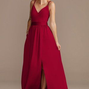 David's Bridal Double Spaghetti Strap Charmeuse Bridesmaid Dress